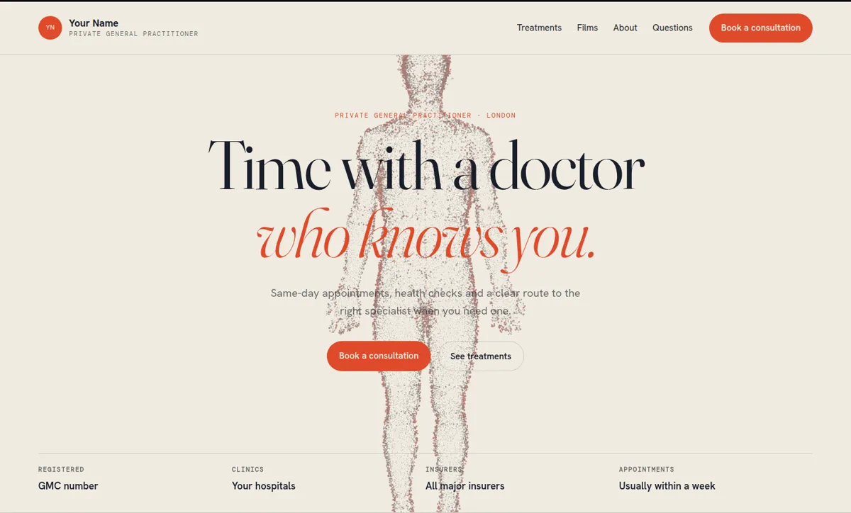 Private GP website template